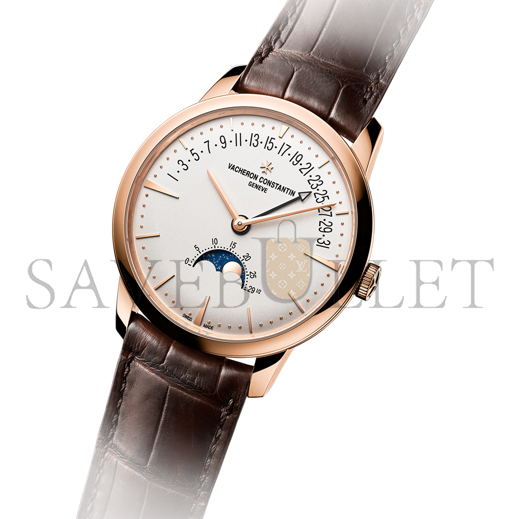 VACHERON CONSTANTIN PATRIMONY MOON PHASE RETROGRADE DATE 42.5 MM PINK GOLD WATCH 4010U/000R-B329